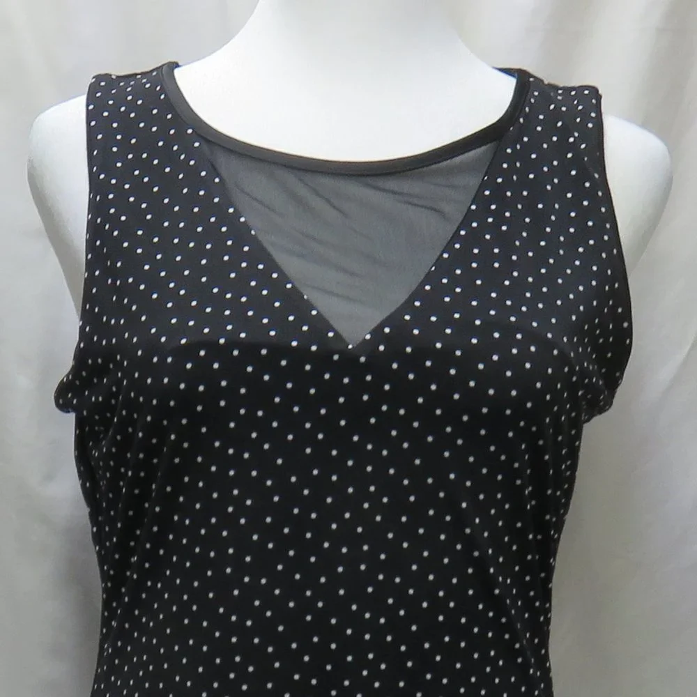 Women's Sleeveless Dressy Top with Illusion Neckline - Picture 6 of 6